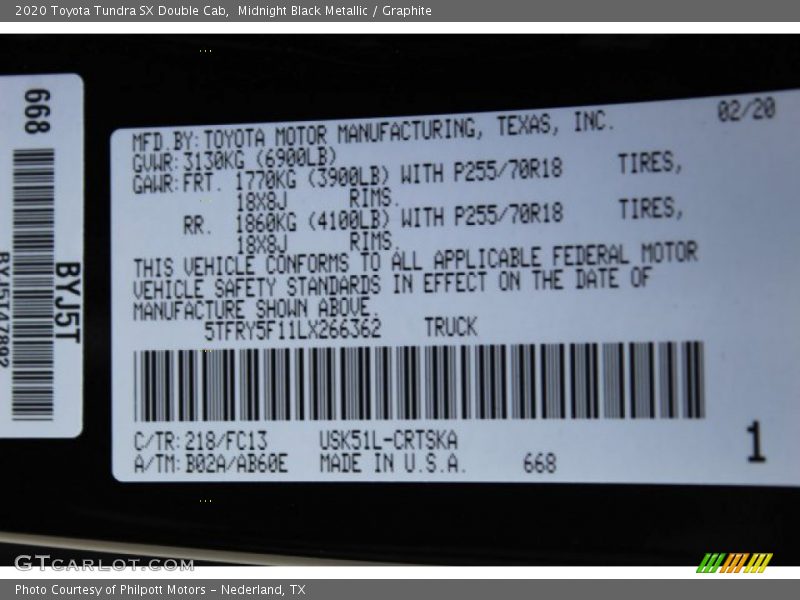 Midnight Black Metallic / Graphite 2020 Toyota Tundra SX Double Cab