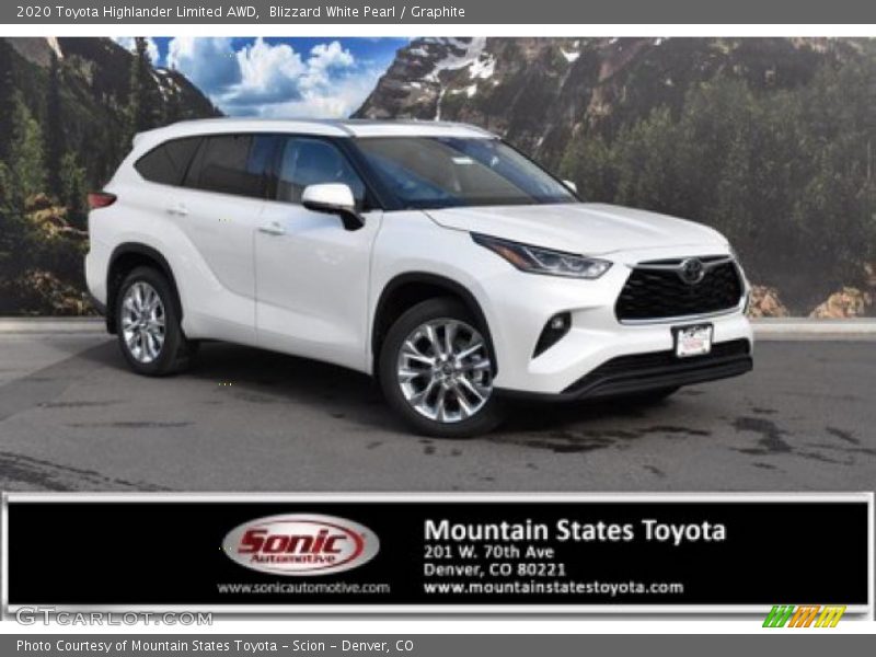 Blizzard White Pearl / Graphite 2020 Toyota Highlander Limited AWD