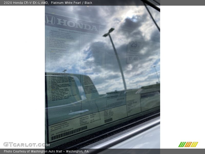 Platinum White Pearl / Black 2020 Honda CR-V EX-L AWD