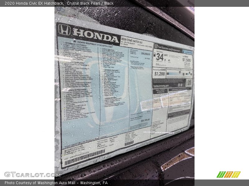 Crystal Black Pearl / Black 2020 Honda Civic EX Hatchback