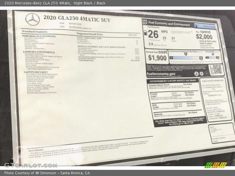 Night Black / Black 2020 Mercedes-Benz GLA 250 4Matic