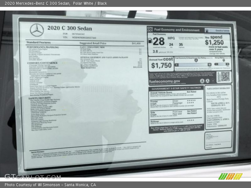 Polar White / Black 2020 Mercedes-Benz C 300 Sedan