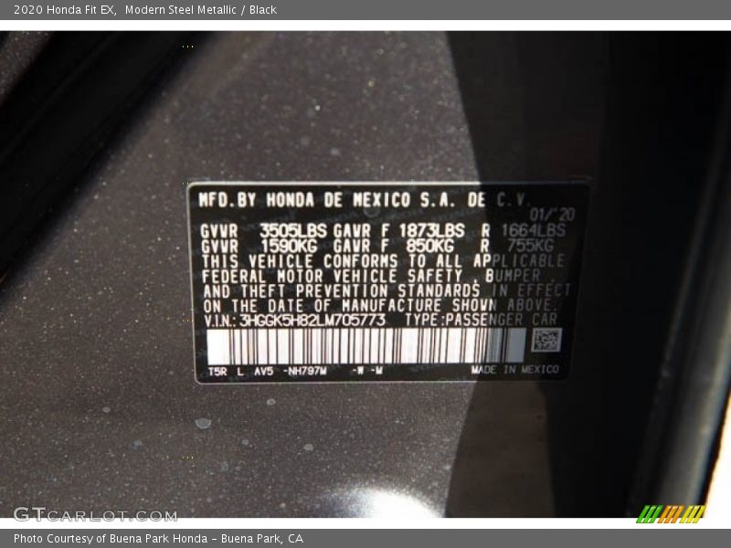 Modern Steel Metallic / Black 2020 Honda Fit EX