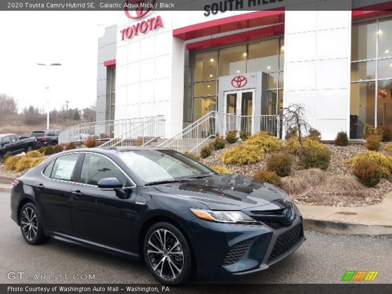 Galactic Aqua Mica / Black 2020 Toyota Camry Hybrid SE