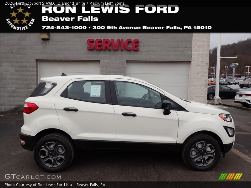 Diamond White / Medium Light Stone 2020 Ford EcoSport S 4WD