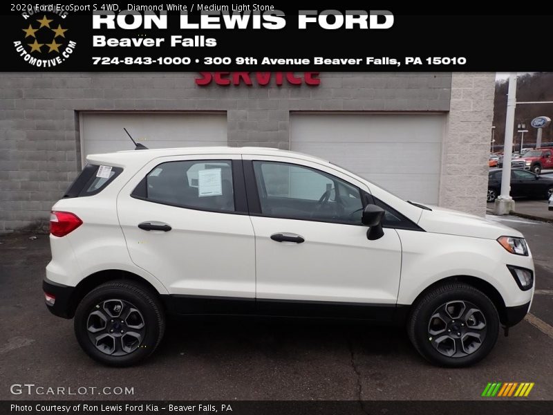 Diamond White / Medium Light Stone 2020 Ford EcoSport S 4WD