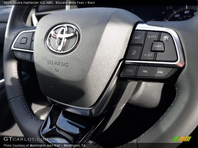 Blizzard White Pearl / Black 2020 Toyota Highlander XLE AWD