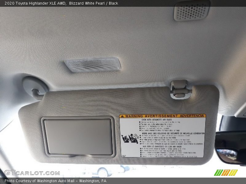 Blizzard White Pearl / Black 2020 Toyota Highlander XLE AWD