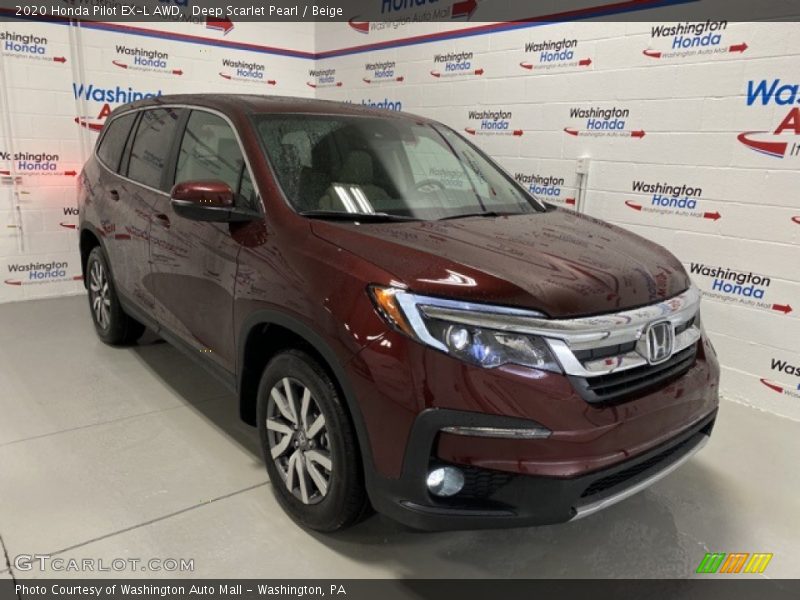 Deep Scarlet Pearl / Beige 2020 Honda Pilot EX-L AWD