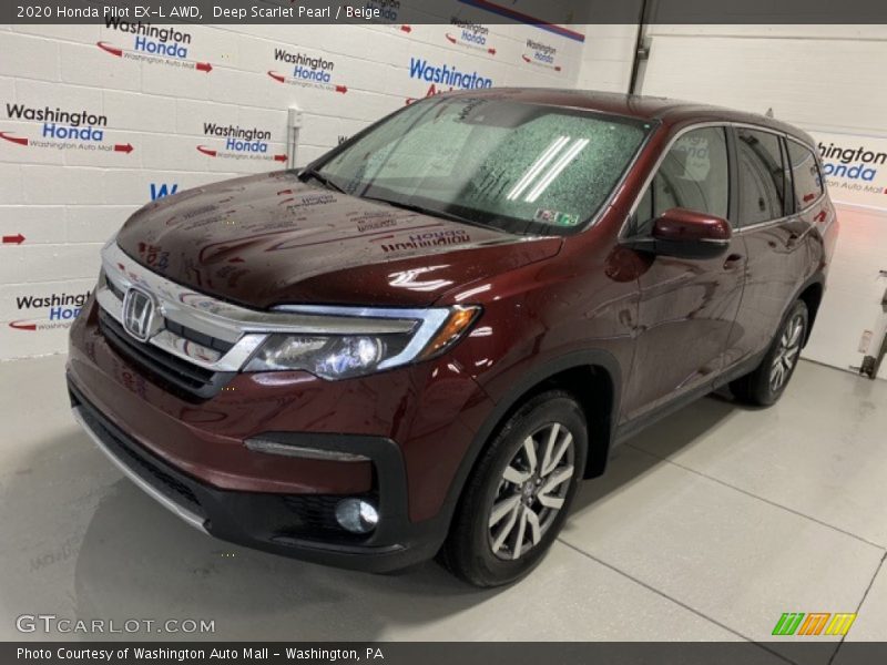 Deep Scarlet Pearl / Beige 2020 Honda Pilot EX-L AWD