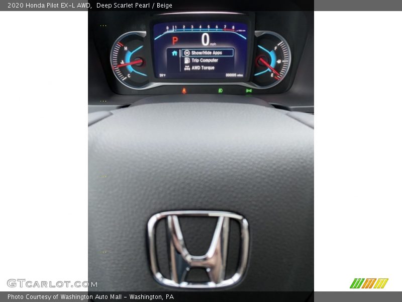 Deep Scarlet Pearl / Beige 2020 Honda Pilot EX-L AWD