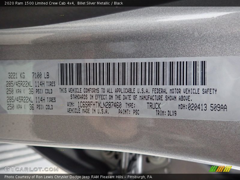2020 1500 Limited Crew Cab 4x4 Billet Silver Metallic Color Code PSC