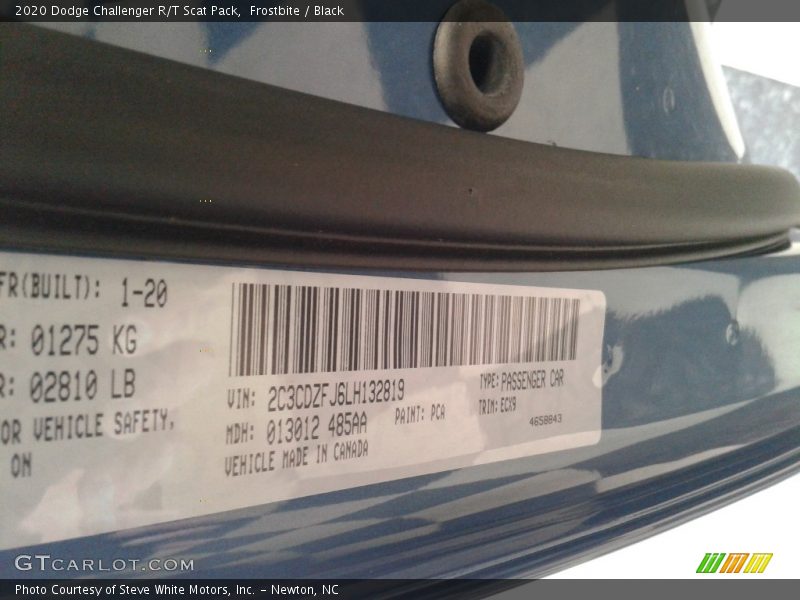 2020 Challenger R/T Scat Pack Frostbite Color Code PCA