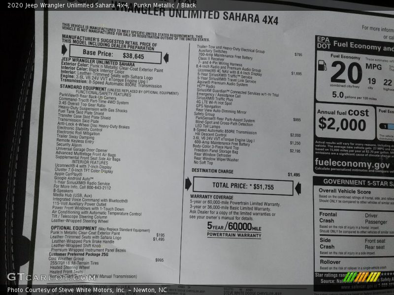 Punkn Metallic / Black 2020 Jeep Wrangler Unlimited Sahara 4x4