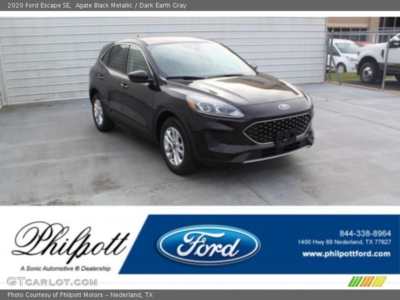 Agate Black Metallic / Dark Earth Gray 2020 Ford Escape SE