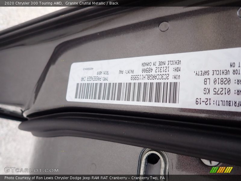 Granite Crystal Metallic / Black 2020 Chrysler 300 Touring AWD