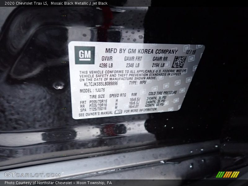 Mosaic Black Metallic / Jet Black 2020 Chevrolet Trax LS