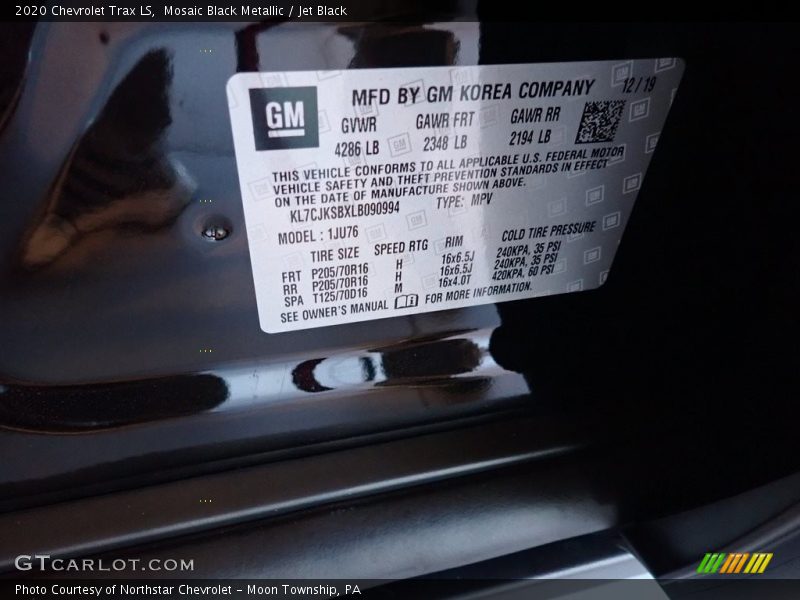 Mosaic Black Metallic / Jet Black 2020 Chevrolet Trax LS