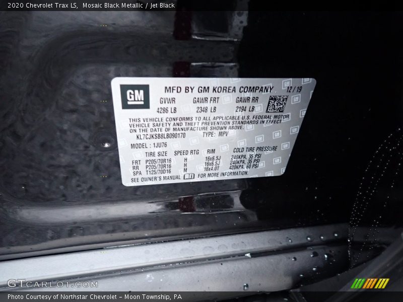 Mosaic Black Metallic / Jet Black 2020 Chevrolet Trax LS