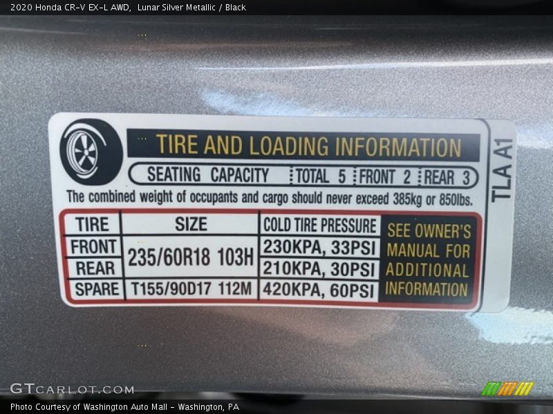 Lunar Silver Metallic / Black 2020 Honda CR-V EX-L AWD