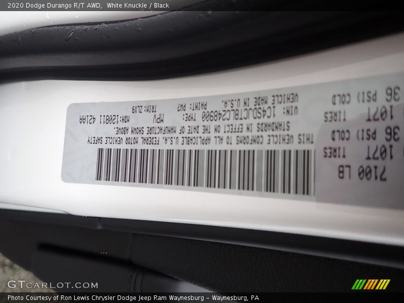 White Knuckle / Black 2020 Dodge Durango R/T AWD