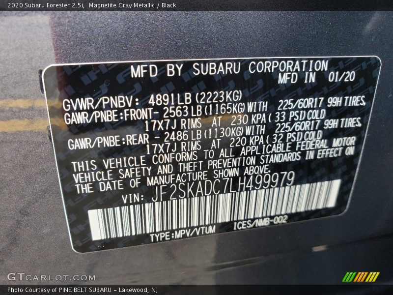 Magnetite Gray Metallic / Black 2020 Subaru Forester 2.5i