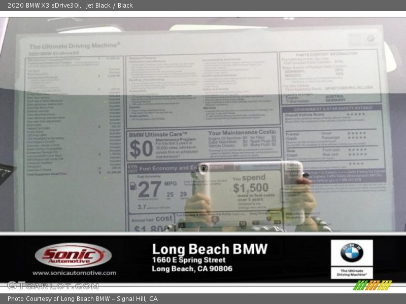 Jet Black / Black 2020 BMW X3 sDrive30i