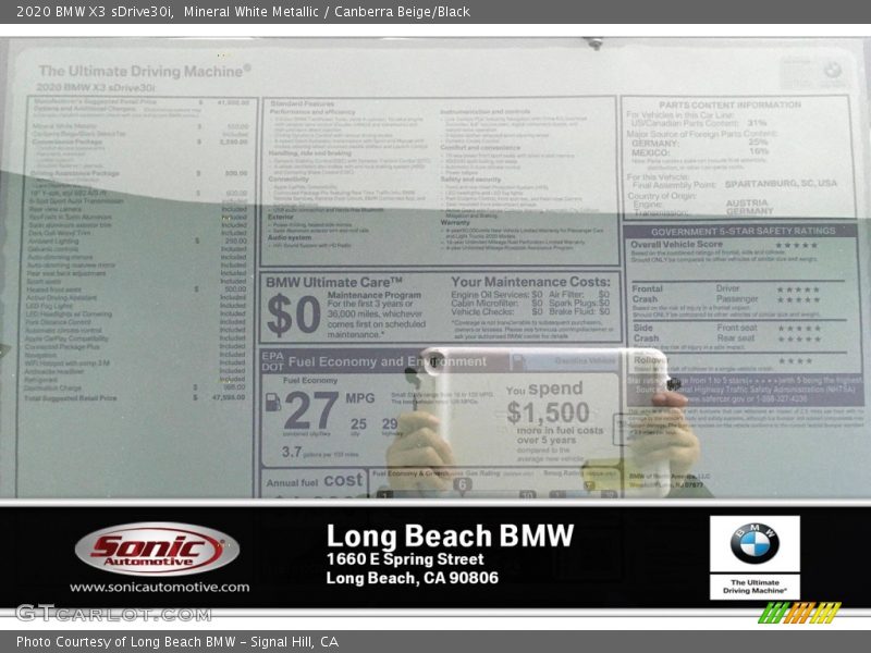 Mineral White Metallic / Canberra Beige/Black 2020 BMW X3 sDrive30i