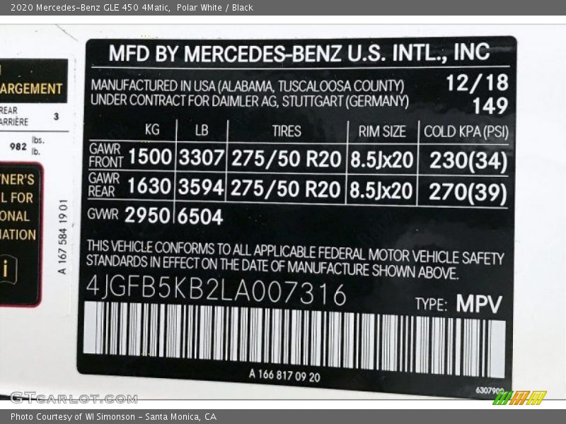 Polar White / Black 2020 Mercedes-Benz GLE 450 4Matic