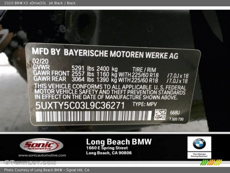 Jet Black / Black 2020 BMW X3 xDrive30i
