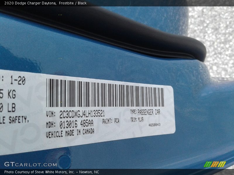 2020 Charger Daytona Frostbite Color Code PCA
