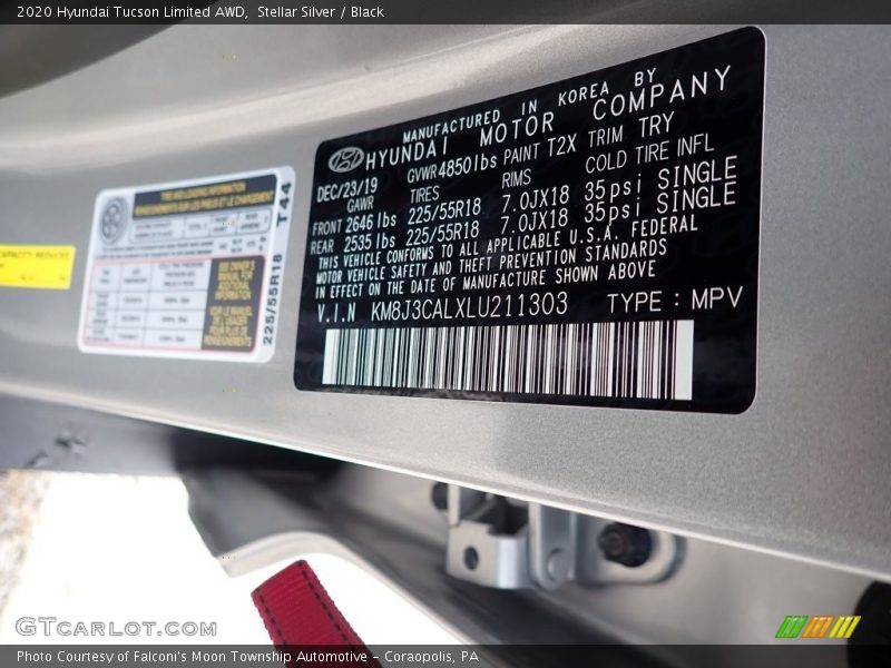 Stellar Silver / Black 2020 Hyundai Tucson Limited AWD