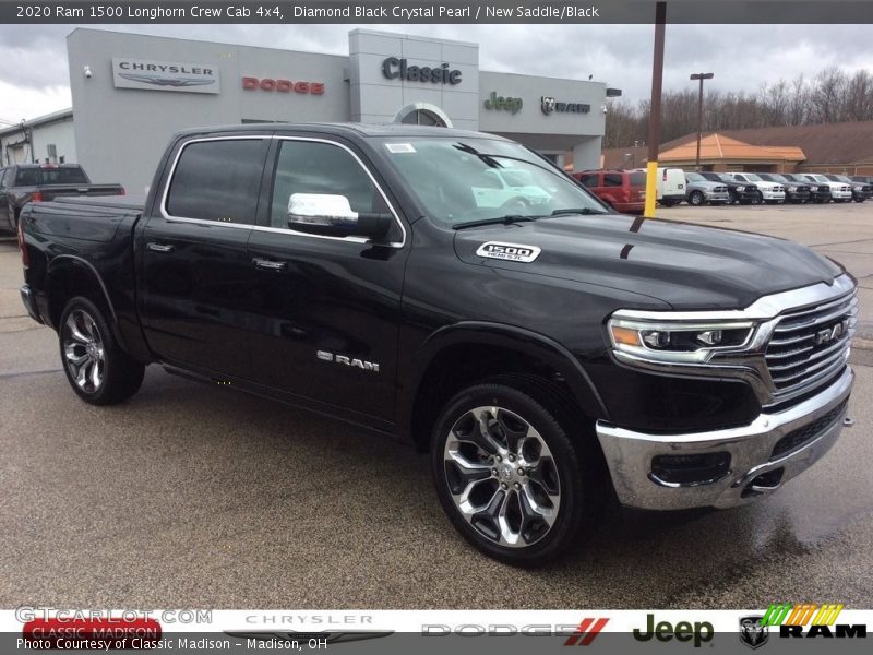 Diamond Black Crystal Pearl / New Saddle/Black 2020 Ram 1500 Longhorn Crew Cab 4x4