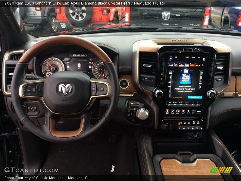 Diamond Black Crystal Pearl / New Saddle/Black 2020 Ram 1500 Longhorn Crew Cab 4x4