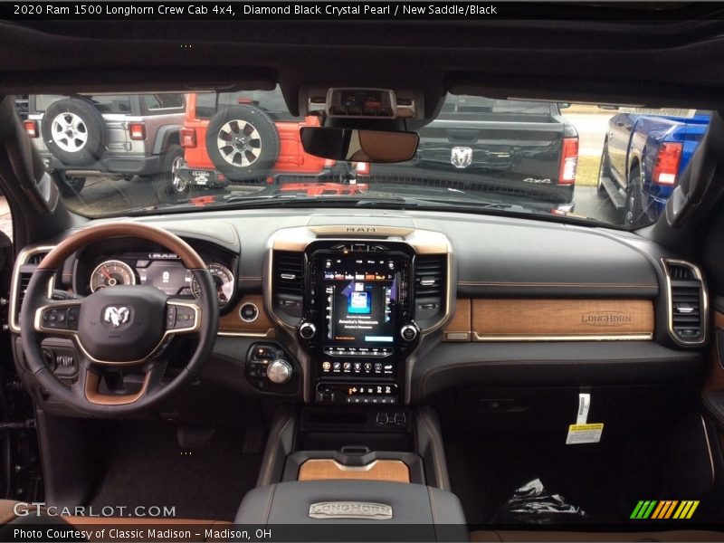 Diamond Black Crystal Pearl / New Saddle/Black 2020 Ram 1500 Longhorn Crew Cab 4x4