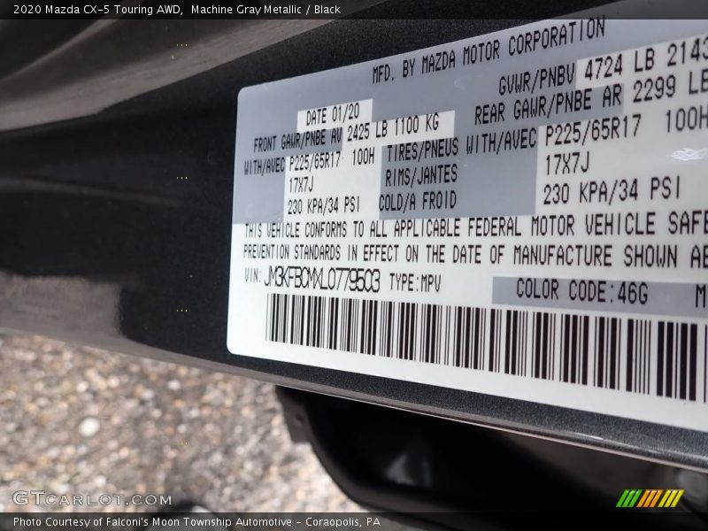 Machine Gray Metallic / Black 2020 Mazda CX-5 Touring AWD