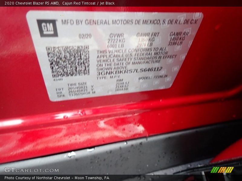Cajun Red Tintcoat / Jet Black 2020 Chevrolet Blazer RS AWD