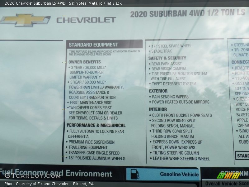 Satin Steel Metallic / Jet Black 2020 Chevrolet Suburban LS 4WD