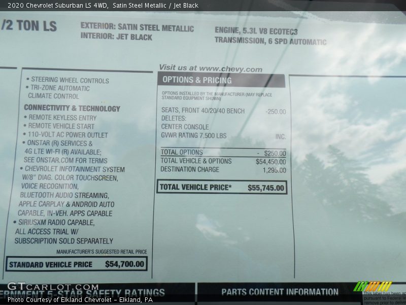 Satin Steel Metallic / Jet Black 2020 Chevrolet Suburban LS 4WD