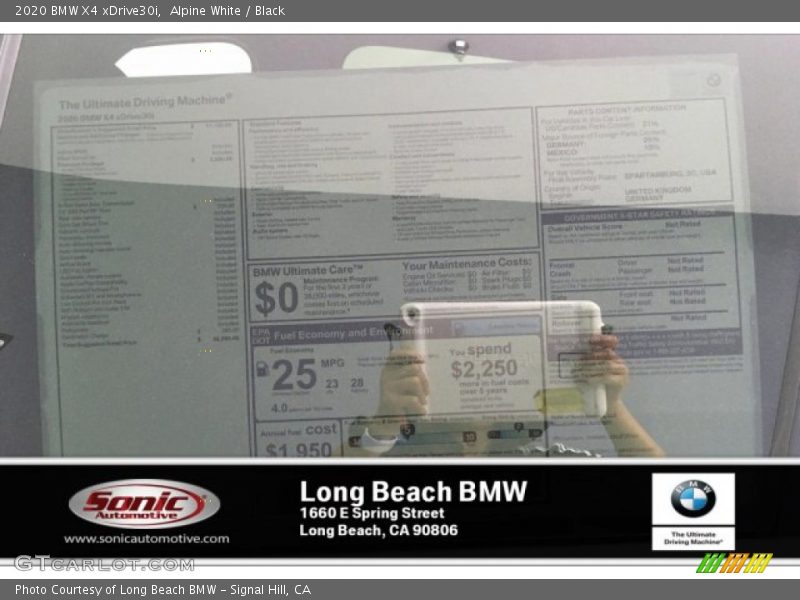 Alpine White / Black 2020 BMW X4 xDrive30i