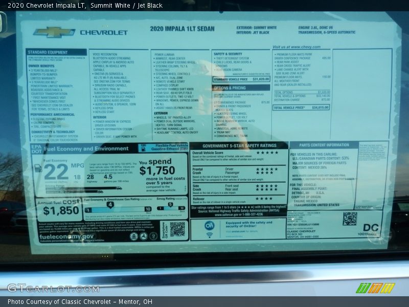 Summit White / Jet Black 2020 Chevrolet Impala LT