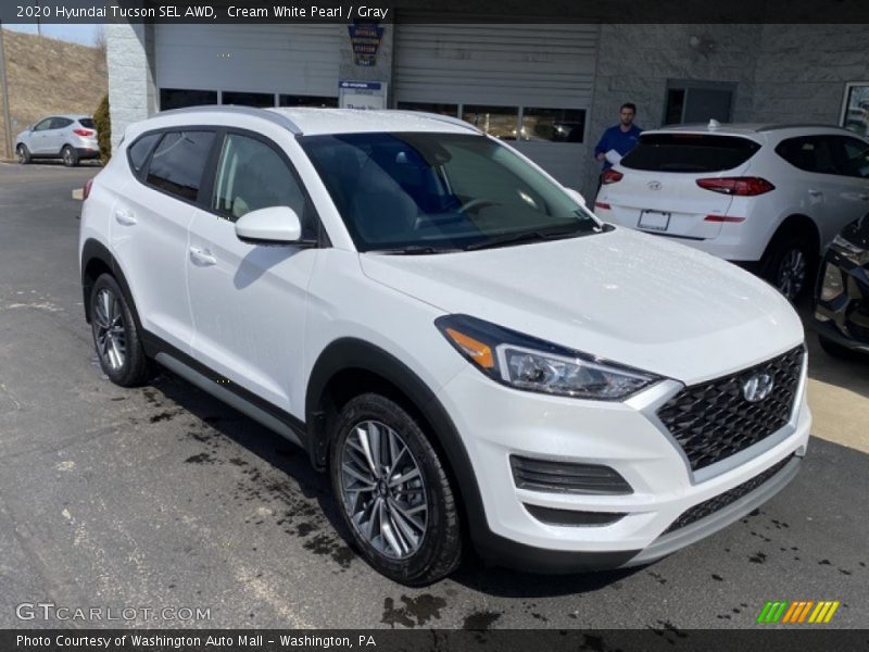 Cream White Pearl / Gray 2020 Hyundai Tucson SEL AWD