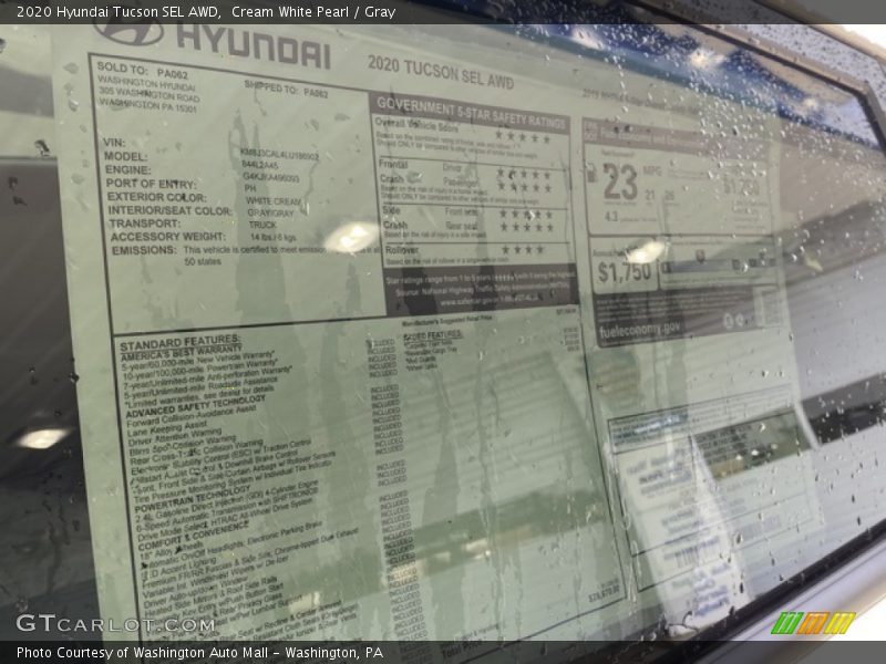Cream White Pearl / Gray 2020 Hyundai Tucson SEL AWD