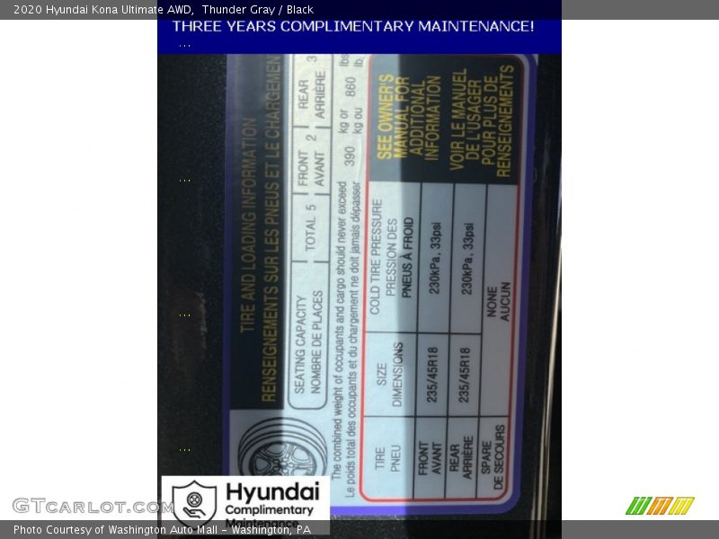 Thunder Gray / Black 2020 Hyundai Kona Ultimate AWD