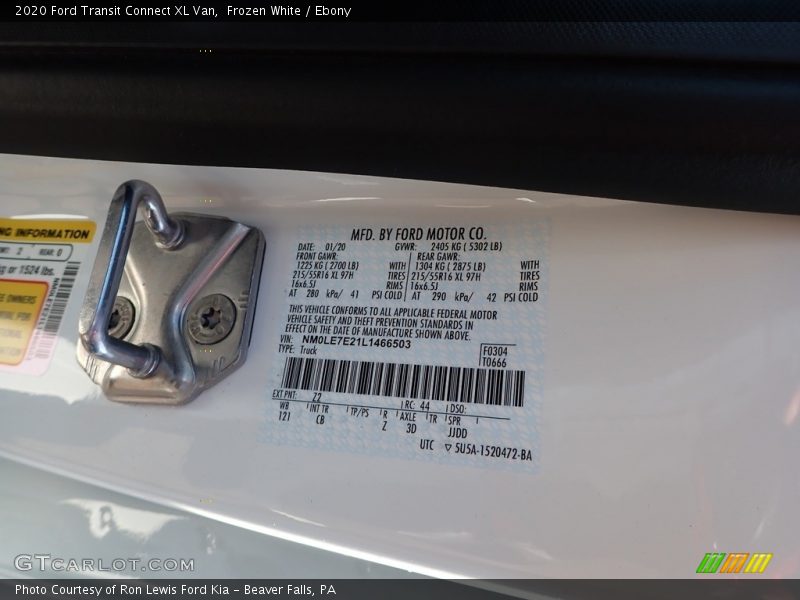 Frozen White / Ebony 2020 Ford Transit Connect XL Van