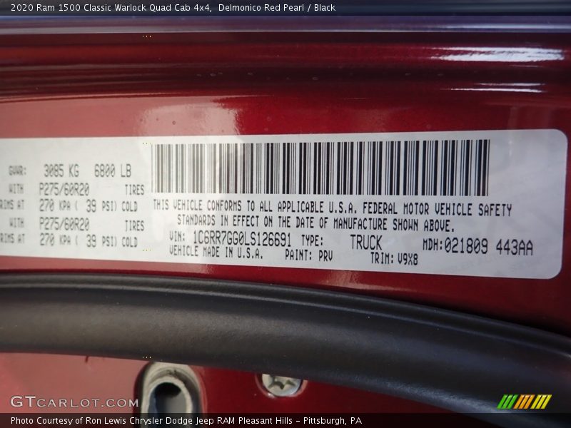Delmonico Red Pearl / Black 2020 Ram 1500 Classic Warlock Quad Cab 4x4