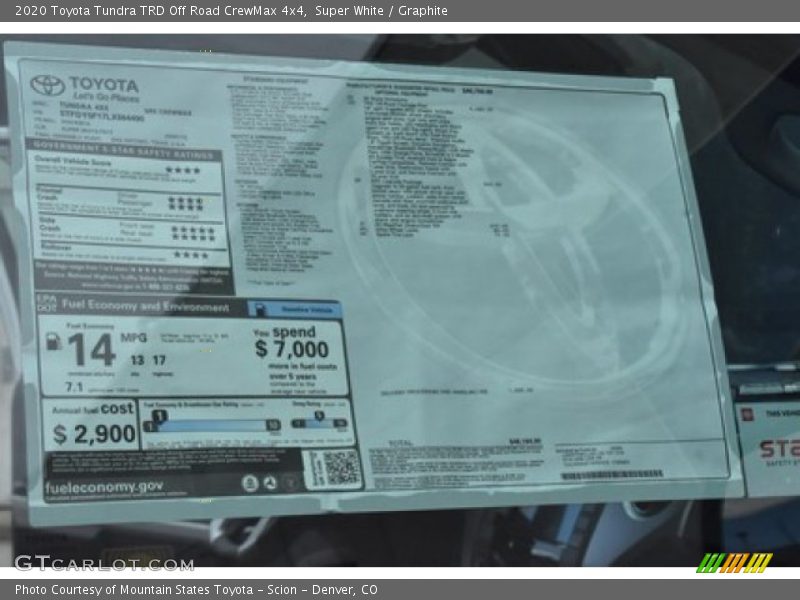 Super White / Graphite 2020 Toyota Tundra TRD Off Road CrewMax 4x4