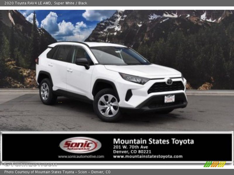 Super White / Black 2020 Toyota RAV4 LE AWD