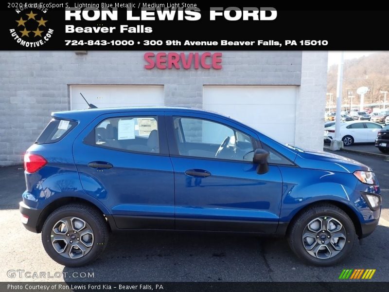 Lightning Blue Metallic / Medium Light Stone 2020 Ford EcoSport S