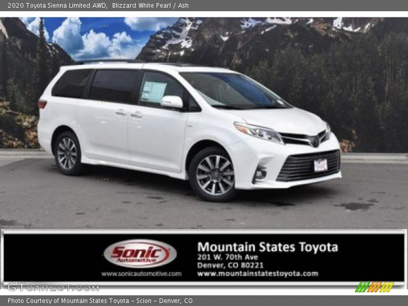 Blizzard White Pearl / Ash 2020 Toyota Sienna Limited AWD